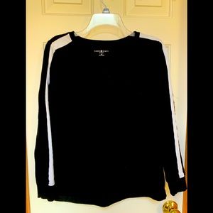 Long sleeved cotton tee.  Black with white accent. Medium